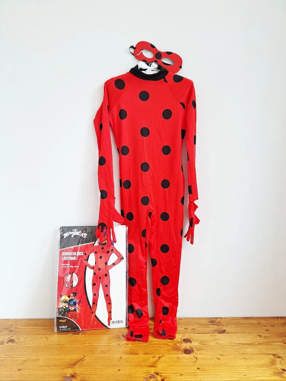 Girls Miraculous Ladybug Costume Child Small 4–6 Red Polka Dot Bodysuit & Mask